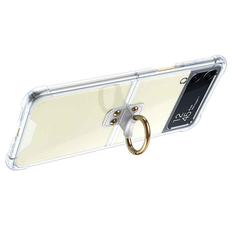 Hybrid-Flex Hard Shell with Ring Case for Samsung Galaxy Z Flip4 - Clear