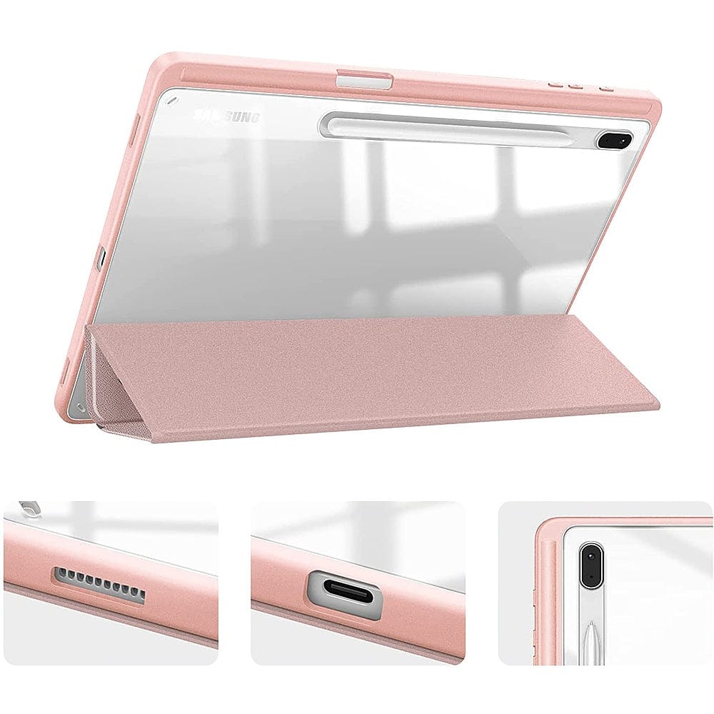 Folio Case for Samsung Galaxy Tab S8+ and Tab S7 FE - Clear/Pink
