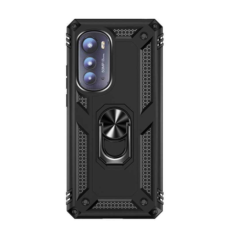 Military Kickstand Series Case with Belt Clip for Motorola Edge (2022) - Black