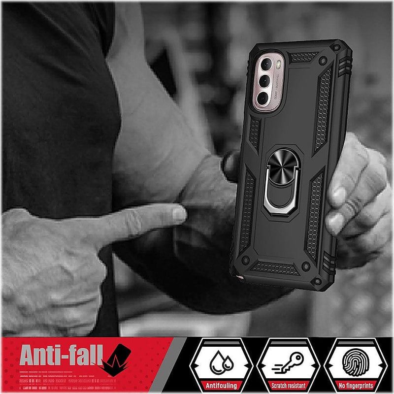Military Kickstand Series Case with Belt Clip for Motorola Moto G Stylus 5G (2022) - Black