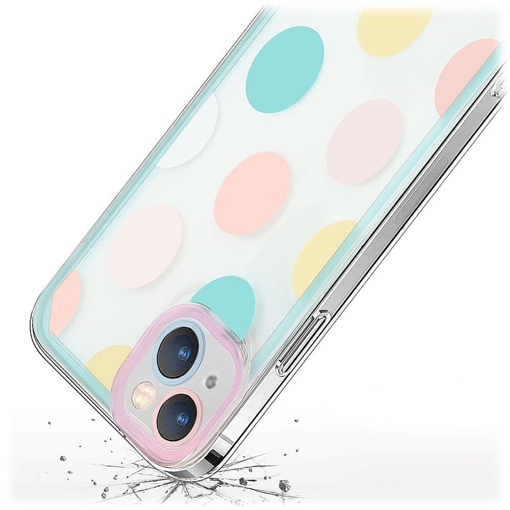 PolkaDot Hybrid-Flex Hard Shell Case for Apple iPhone 14 Plus - Clear/Pink/Teal