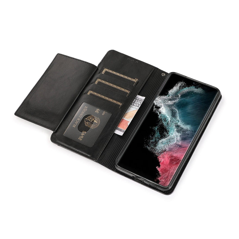 Folio Leather Wallet Case for Galaxy S22 Plus  - Black