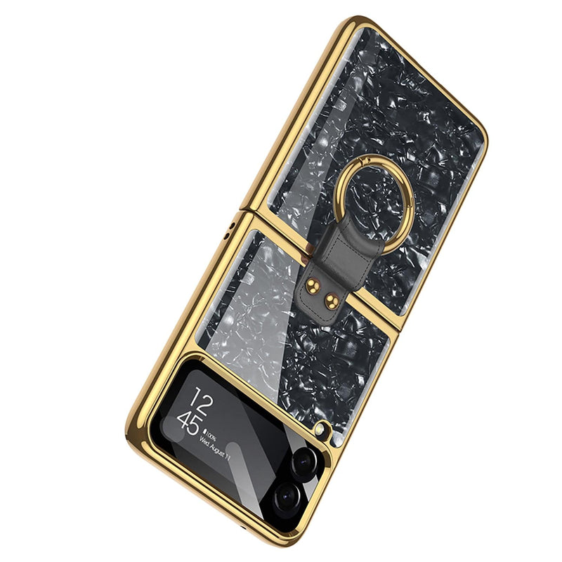 Marble with Ring Case for Samsung Galaxy Z Flip4 - Black