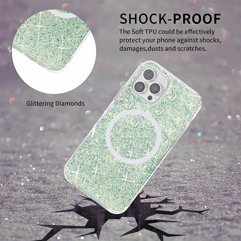 Sparkle Case with MagSafe for iPhone 13 Pro Max - Clear, Teal, Green