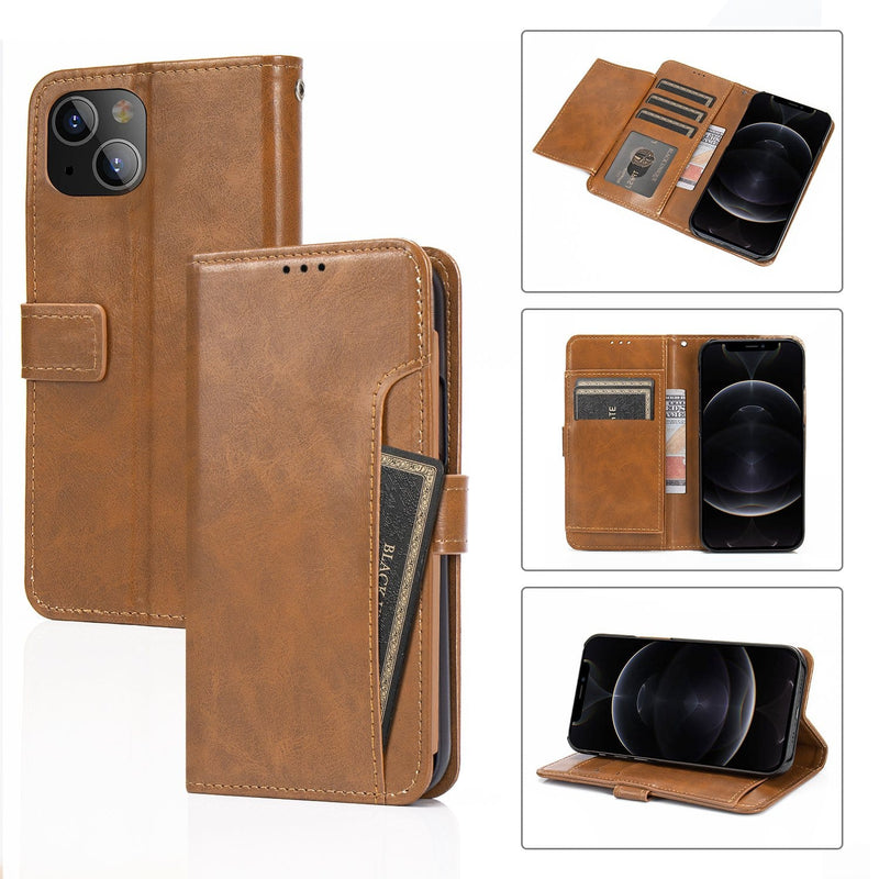 Brown Apple iPhone 13 Mini Wallet Case - Leather Wallet Series