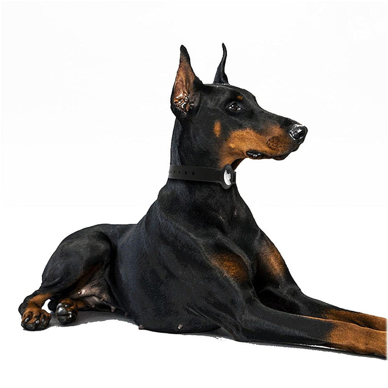 Adjustable Silicone Dog Collar for Apple AirTag (Small and Medium Dogs) (2-Pack) - Black