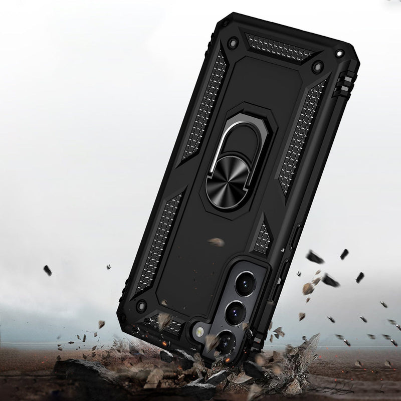 Military Kickstand Series Case with Belt Clip for Galaxy S22 Plus - Black