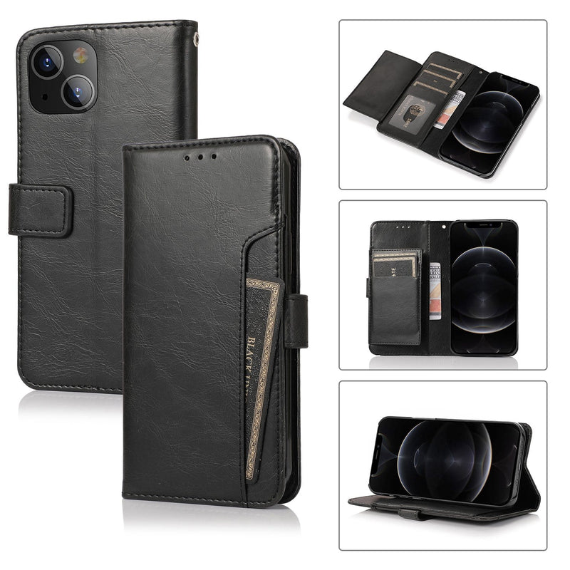 Black Apple iPhone 13 - Leather Wallet Series