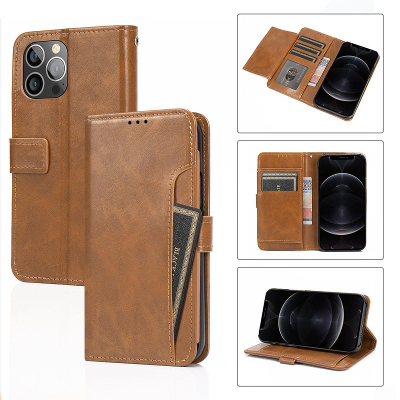 Brown Apple iPhone 13 Pro Max Wallet Case - Leather Wallet Series