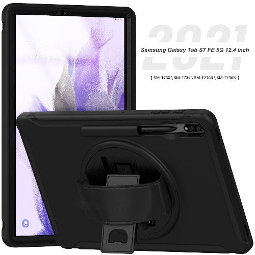 Protection Hand Strap Case for Samsung Galaxy Tab S7 FE (2021) - Black