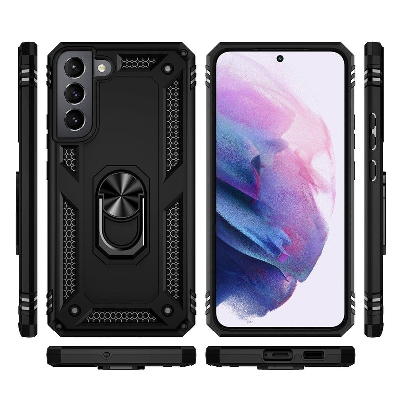 Military Kickstand Series Case with Belt Clip for Galaxy S22 - Black