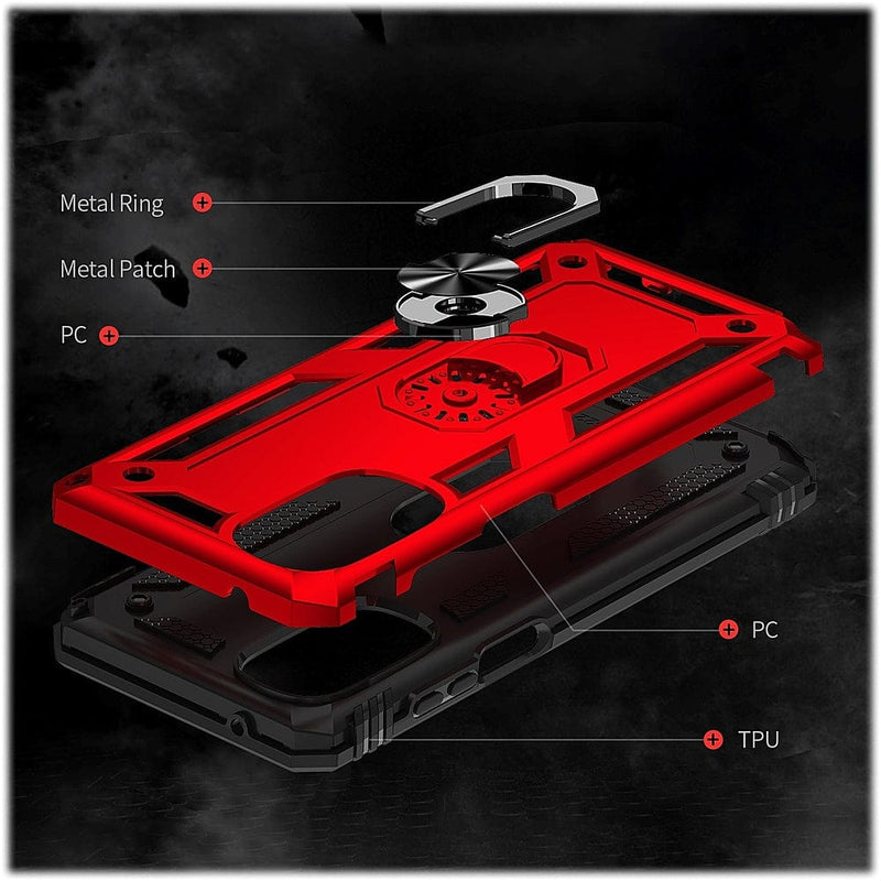 Military Kickstand Case with Belt Clip for Motorola G Stylus 4G 2022 - Red