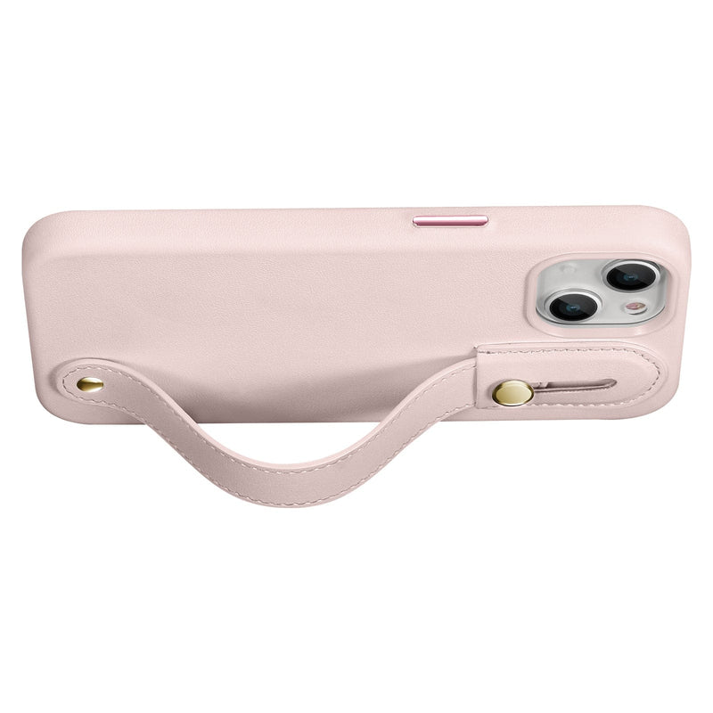 FingerGrip Series Case Genuine Leather with Magsafe for Apple iPhone 14 - Pink