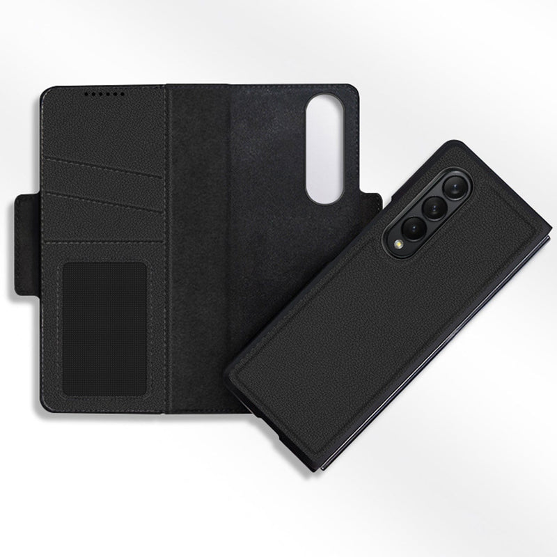 Leather Folio Wallet Case for Samsung Galaxy Z Fold4 - Black