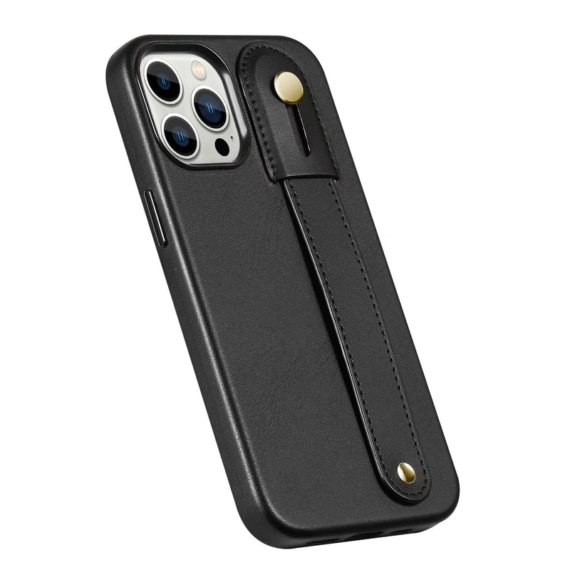 FingerGrip Series Case Genuine Leather with Magsafe for Apple iPhone 14 Pro Max - Black