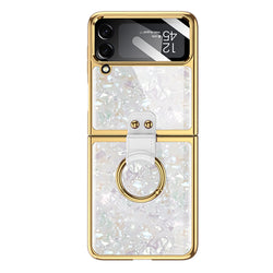 Marble with Ring Case for Samsung Galaxy Z Flip4 - White