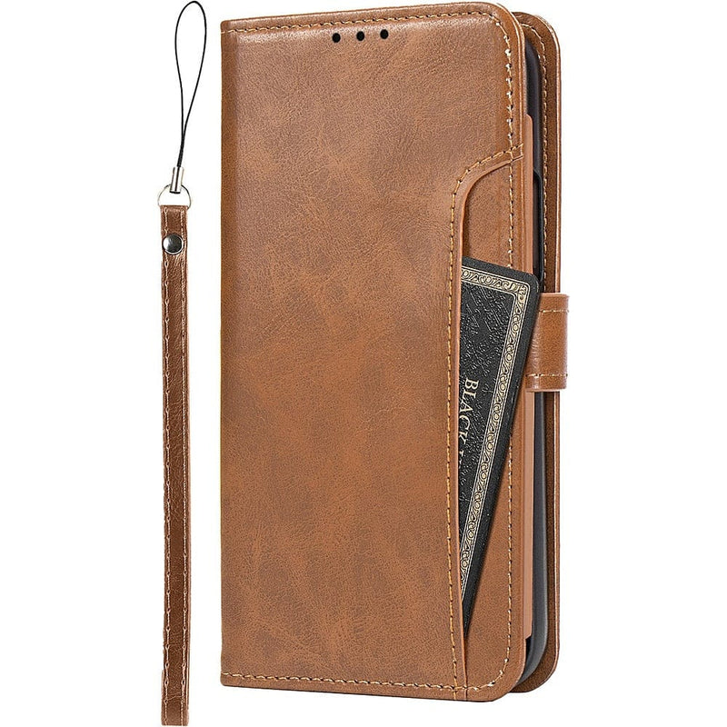 SaharaCase - Leather Folio Wallet Case for Samsung Galaxy Z Fold3 5G - Brown