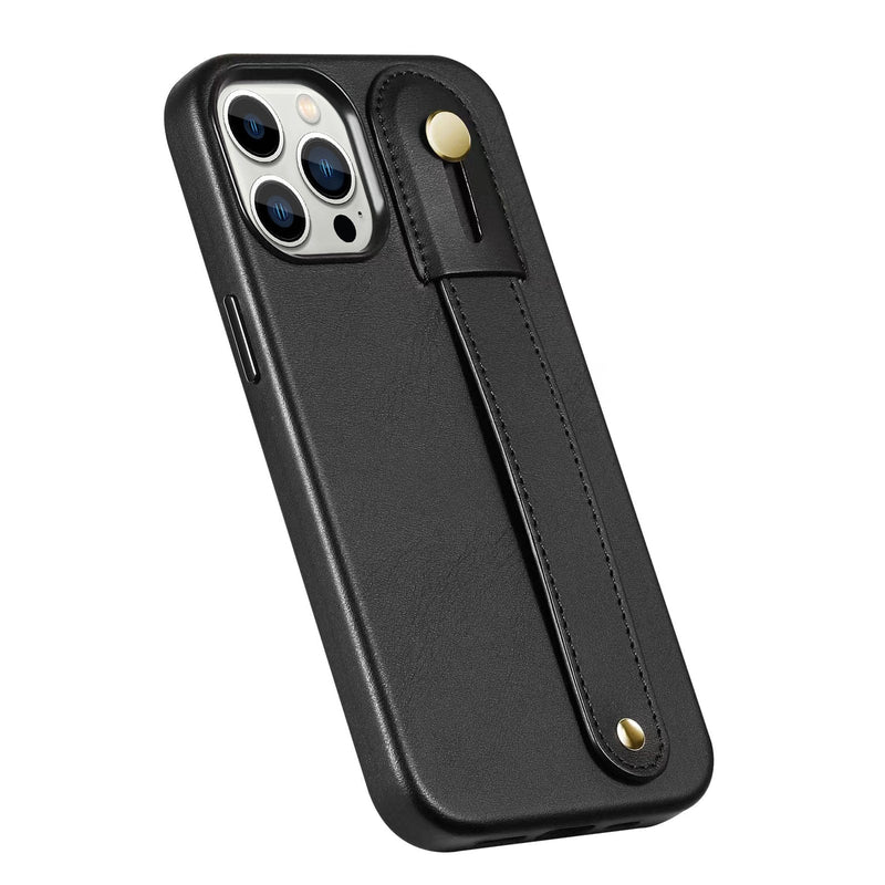 FingerGrip Series Case Leather with Magsafe for Apple iPhone 14 Pro - Black