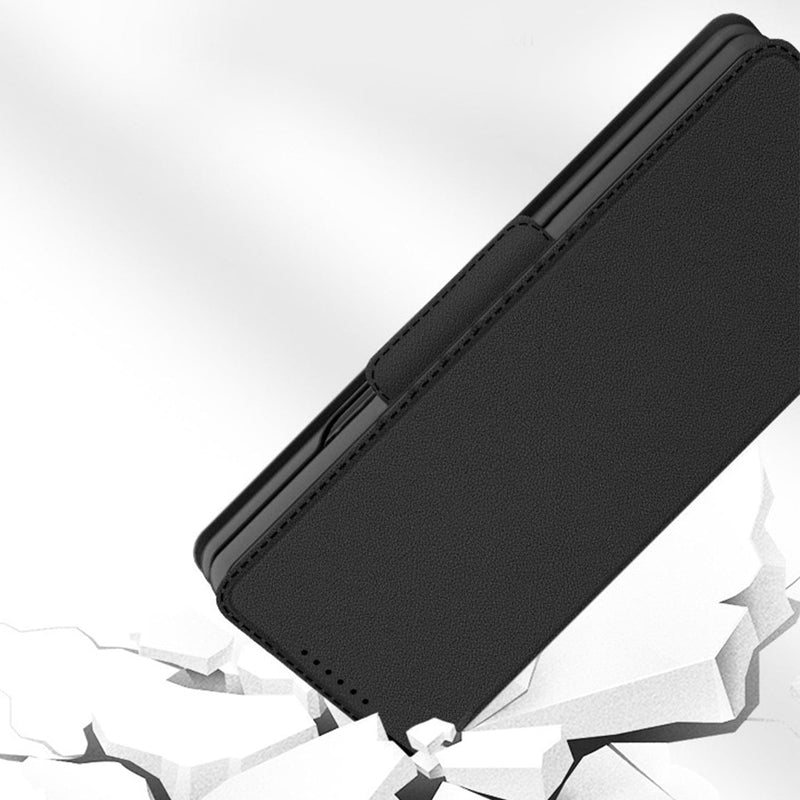 Leather Folio Wallet Case for Samsung Galaxy Z Fold4 - Black
