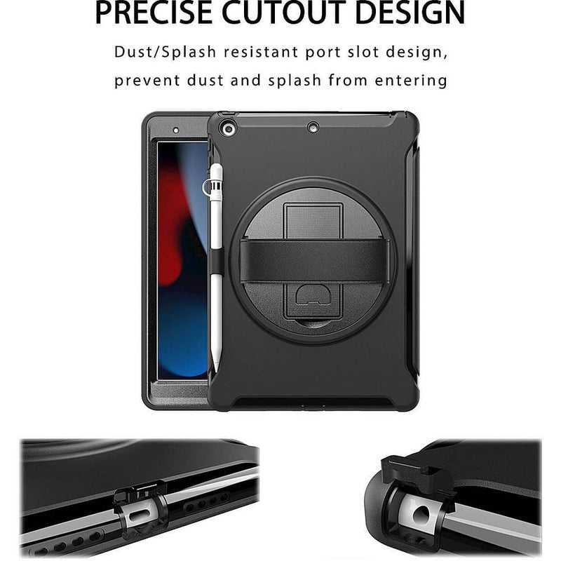 SaharaCase - Protection Hand Strap Series Case for Apple iPad 10.2" (9th Generation 2021) - Black