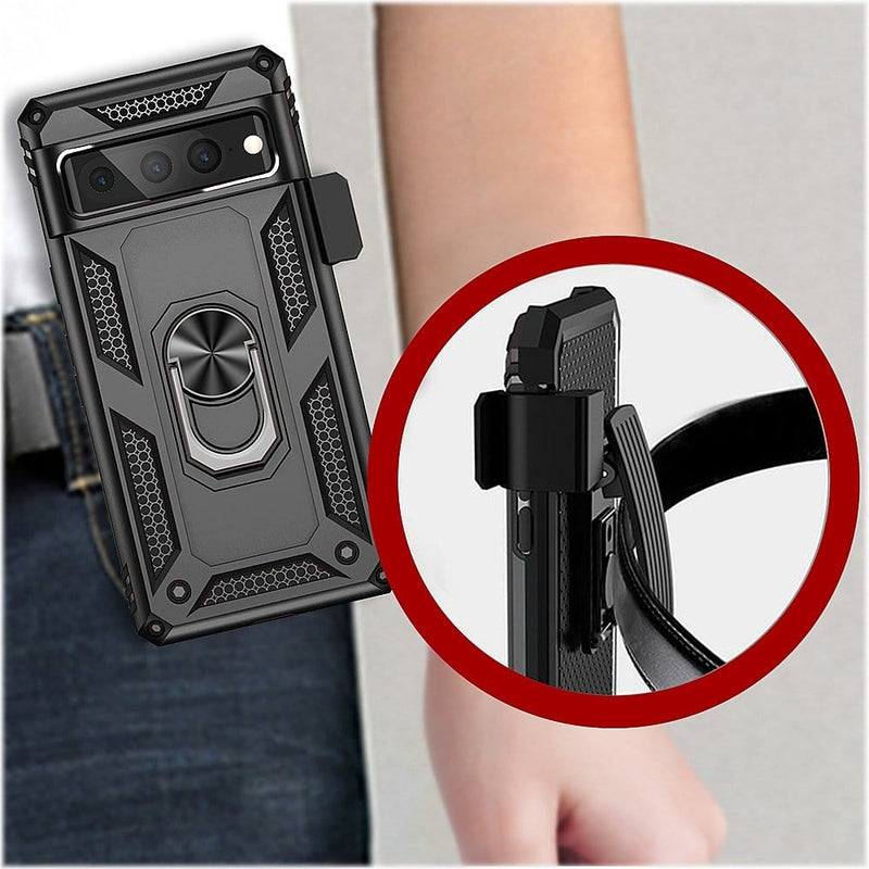 Military Kickstand Series with Belt Clip Case for Google Pixel 7 Pro - Black