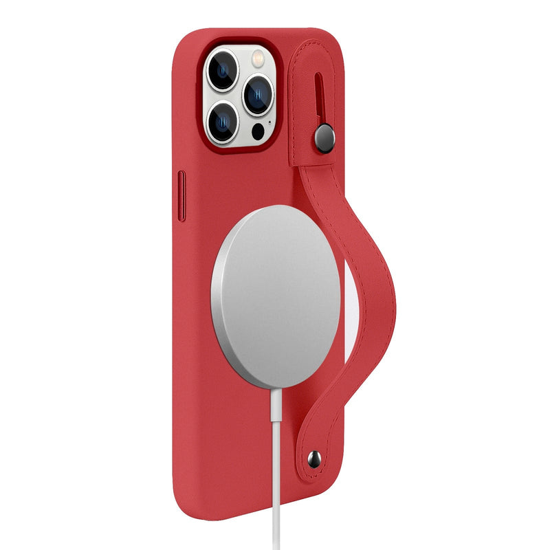FingerGrip Series Case Genuine Leather with Magsafe for Apple iPhone 14 Pro Max - Red