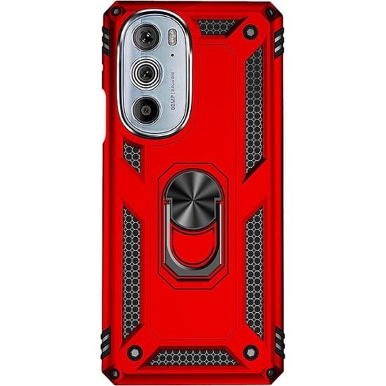 Military Kickstand Series Case with Belt Clip for Motorola Edge+ (2022) - Red