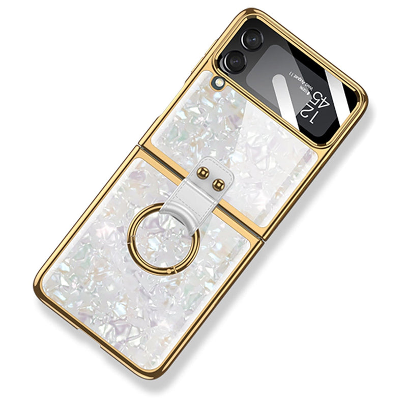 Marble with Ring Case for Samsung Galaxy Z Flip4 - White
