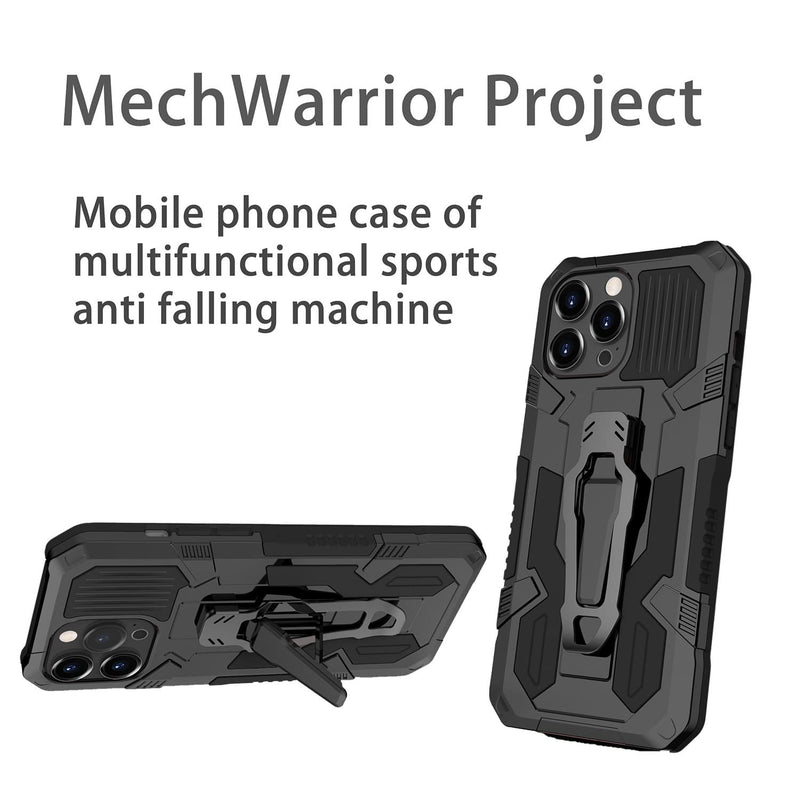 Black Apple iPhone 13 Pro Max Case - Military Kickstand Series with Belt Clip