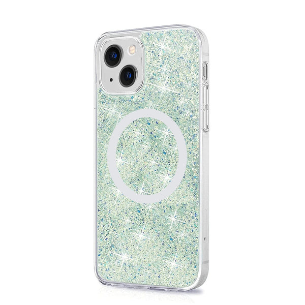 Sparkle Case with MagSafe for iPhone 13 & iPhone 14 - Clear, Teal, Green