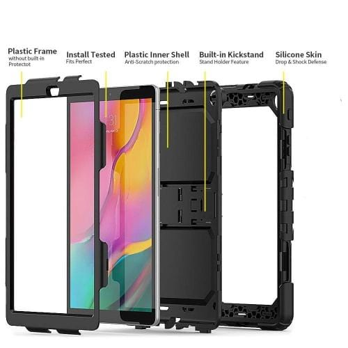 Samsung Tab A 10.1” Case with Screen Protector in Scorpion Black - Heavy Duty Series - Sahara Case LLC