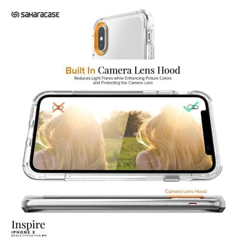 SaharaCase - Inspire Case with Glass Screen Protector for Apple iPhone x - Clear