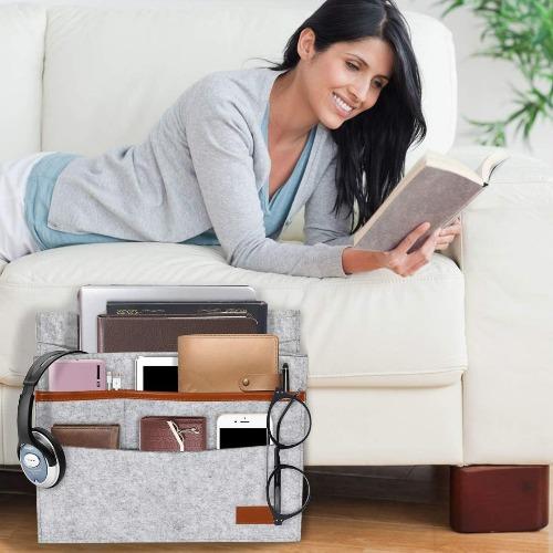 SaharaCase - Bedside Storage Bag for Most Cell Phones and Tablets - Gray - Sahara Case LLC