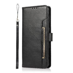 Black Vegan Leather Galaxy S21 Plus Wallet Case - Folio Wallet Series Case