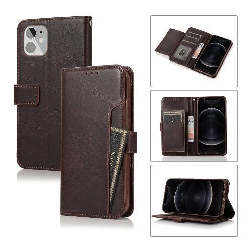 SaharaCase - Leather Wallet Series Case - for iPhone 12 Mini 5.4" - Brown - Sahara Case LLC