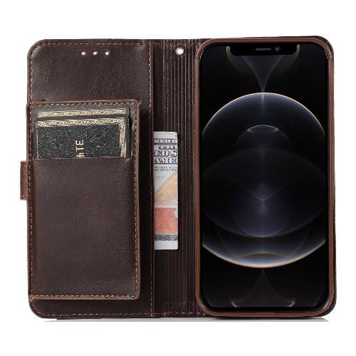 SaharaCase - Leather Wallet Series Case - iPhone 12 & iPhone 12 Pro 6.1" - Brown - Sahara Case LLC