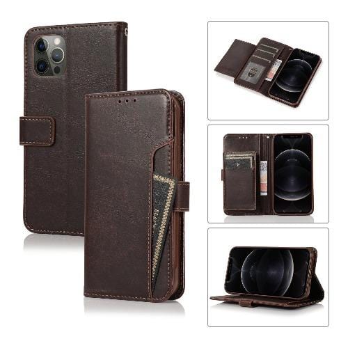 SaharaCase - Leather Wallet Series Case - iPhone 12 & iPhone 12 Pro 6.1" - Brown - Sahara Case LLC