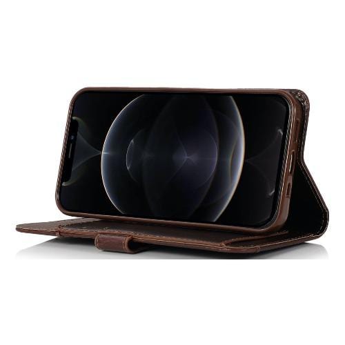 SaharaCase - Leather Wallet Series Case - iPhone 12 Pro Max 6.7" - Brown - Sahara Case LLC
