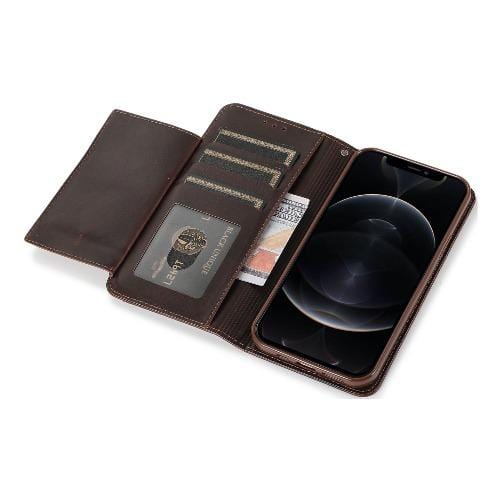 SaharaCase - Leather Wallet Series Case - iPhone 12 Pro Max 6.7" - Brown - Sahara Case LLC