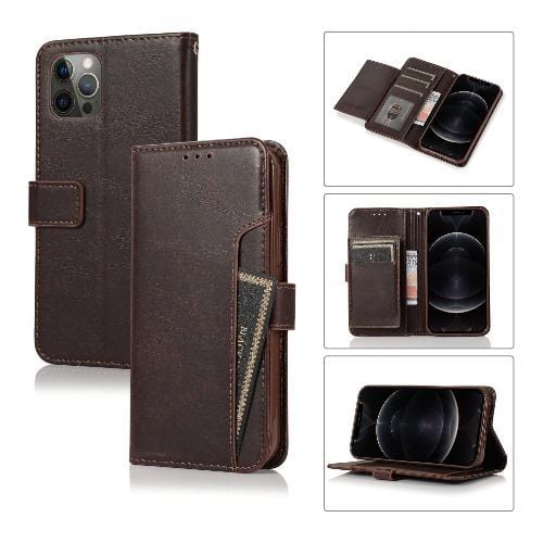 SaharaCase - Leather Wallet Series Case - iPhone 12 Pro Max 6.7" - Brown - Sahara Case LLC