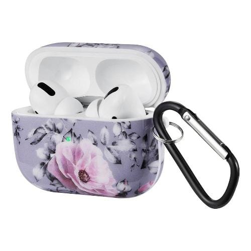 Purple Silicone Floral AirPods Pro Case and Kit