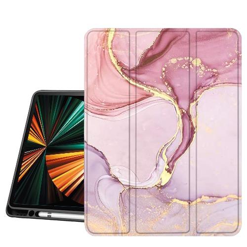 SaharaCase - Marble Folio Case for Apple iPad Pro 12.9" (5th Gen 2021) - Pink - Sahara Case LLC
