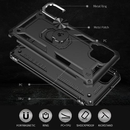 SaharaCase - Military Kickstand Case - for Samsung Galaxy A12 (2021) - Black - Sahara Case LLC