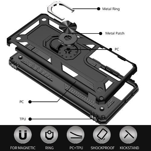 SaharaCase - Military Kickstand Series Case - for Samsung Galaxy S21 Ultra 5G - Black - Sahara Case LLC