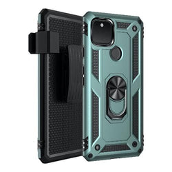 Green Heavy Duty Pixel 5 Case - Military Kickstand Series (2020)
