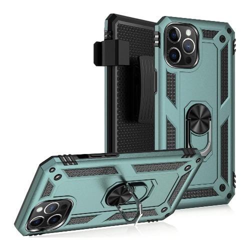 Green Heavy Duty iPhone 12 Case - Military Kickstand Series Case
