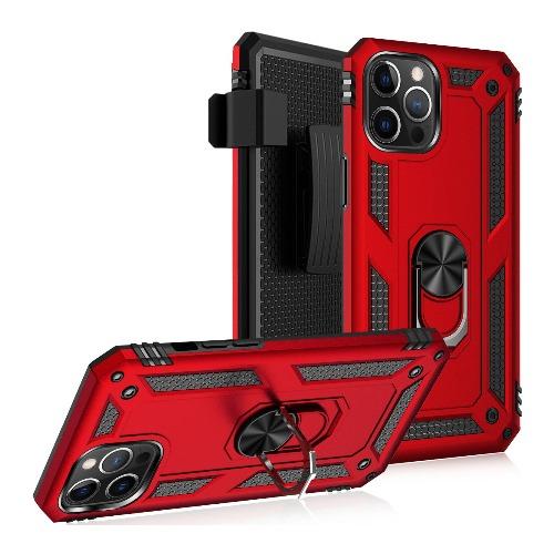 Red Heavy Duty iPhone 12 Case - Military Kickstand Series Case