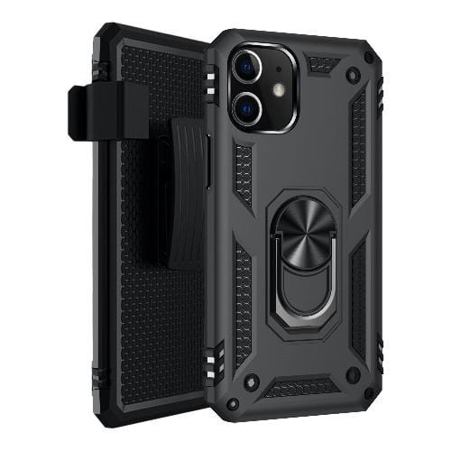 Black Heavy Duty iPhone 12 Mini Case - Military Kickstand Series