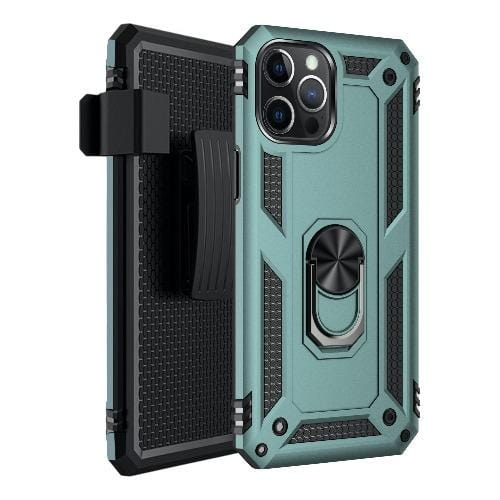 Green Heavy Duty iPhone 12 Pro Max Case - Military Kickstand Series