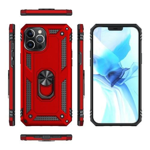 SaharaCase - Military Kickstand Series Case - iPhone 12 Pro Max 6.7" - Red - Sahara Case LLC